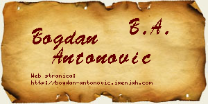 Bogdan Antonović vizit kartica